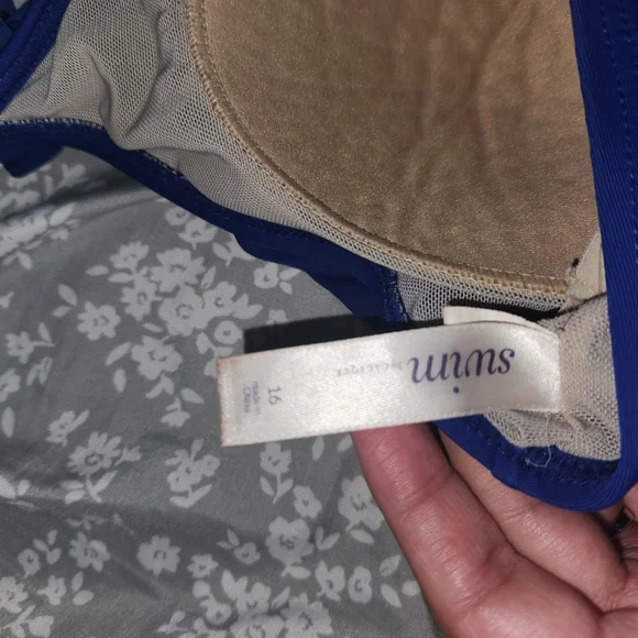 Blue Tankini Top with Ruffle Detail - Picture 3 of 4